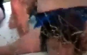 Horny wife gets fucked by few guys outdoor