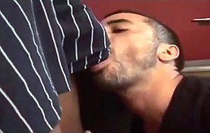 Dude sucking giant black cock