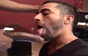 Dude sucking giant black cock