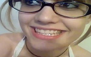 Nerdy young teen on cam nude