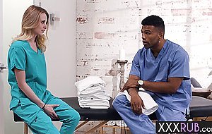 Blonde student Kyler Quinn practicing on a big black cock and she liked it