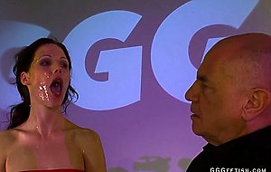 Bukkakes actions on horny brunette viktoria gooi