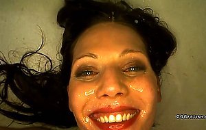 Bukkakes actions on horny brunette viktoria gooi