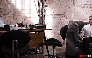 Dirty stepson fucks stepdads horny secretary Whitney Wright in front of him