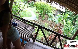 Horny european dude using a busty amateur Thai teen Polly in doggystyle