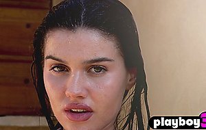 Beautiful brunette European model Laura Devushcat posing totally naked