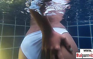 Amateur Thai teen Cherry fucked by a big white cock by the pool