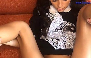 maid uniform teen brunette ass fucked