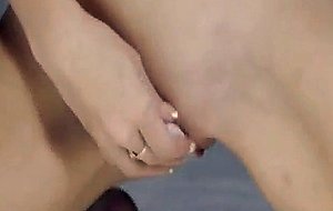 Beauty with petite boobs teasing pussy
