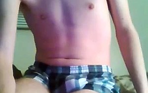 Amateur boy jerking on cam