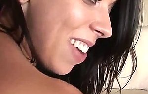 Brunette amateur riding dick and taking cumshot on ass