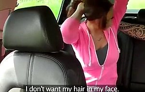 Teen brunette fuck in car