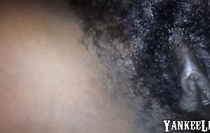 Ebony with hairy pussy and long pussy lips