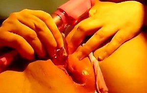 Wet puffy pussy masturbation on close-up