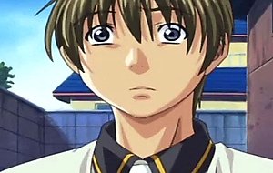 Busty hentai trio riding a tied up guys intense cock in group sex