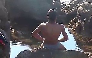 Tunisian twink wanks his BIG Arab dick near the beach