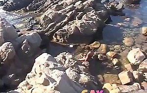Tunisian twink wanks his BIG Arab dick near the beach