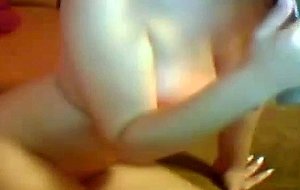 Blonde playing with her big boobs