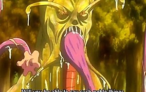 Caught busty hentai girl gets licked by monster tentacl