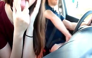 GF sucking cock in driving car