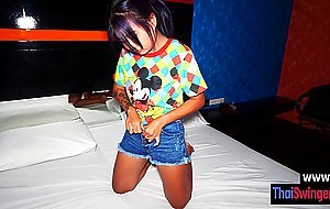 Horny big ass Asian teen Milk pounded ass on big cock after she sucked it