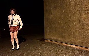sissy schoolgirl cathy goes outside