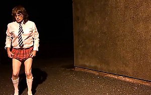 sissy schoolgirl cathy goes outside