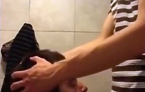 University Bathroom Face Fucking and Cum Swallowing