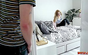 Stepsiblings getting some hands on learning from stepmom