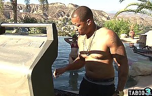 Blonde teen Niki Snow lets BBC stepdad to interracial fuck her by the pool