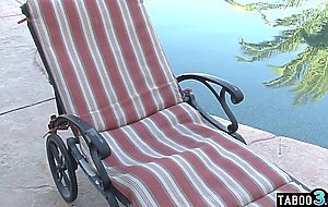 Blonde teen Niki Snow lets BBC stepdad to interracial fuck her by the pool