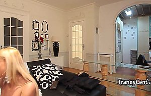 Busty shemale blonde hard fucked