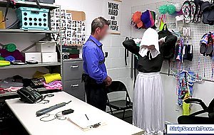 Security officer strips then fingers blonde teen shoplifter