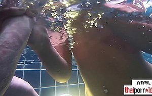 Skinny amateur Thai teen Cherry fucked by a big european cock by the pool