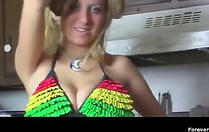 Sexy Busty Girl Trying On Her Bikinis