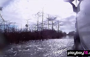 Naked badass babe Taylor Seinturier and her GFS visiting a gator farm