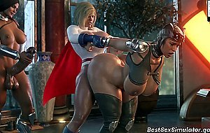 Superhero futa MILFs fucking threesome