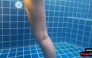 Thai amateur teen GF blowjob and sex in the pool with the boyfriend