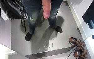Jerking and cumming in dressing room