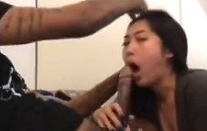 Hot Asian Sucking BF's Black Dick