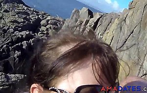 Mature beach blowjob