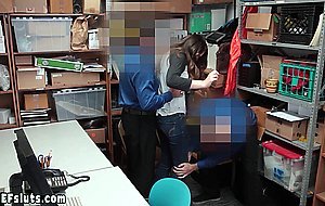 Big boobed teen thief Lexi Lowel had to fuck two big cocked cops