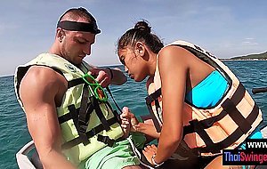 Perverted big dick guy experienced amazing amateur blowjob on a speedboat