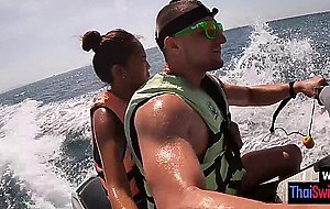 Perverted big dick guy experienced amazing amateur blowjob on a speedboat