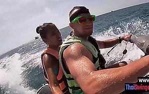 Perverted big dick guy experienced amazing amateur blowjob on a speedboat
