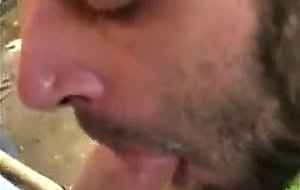 Hungry builder sucking dick