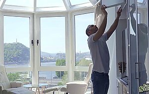 Eveline lustfully bounce on stepbros massive cock