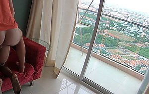 Big boobed inked amateur Thai teen Polly helping out her big cocked lover