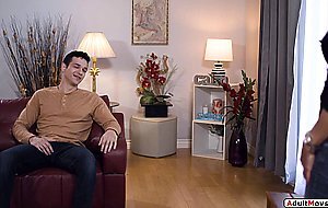 Busty mature mommy masturbating while sucking stepsons cock