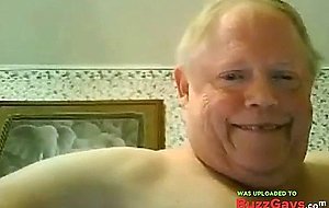 fat grandpa jerking off on the bed